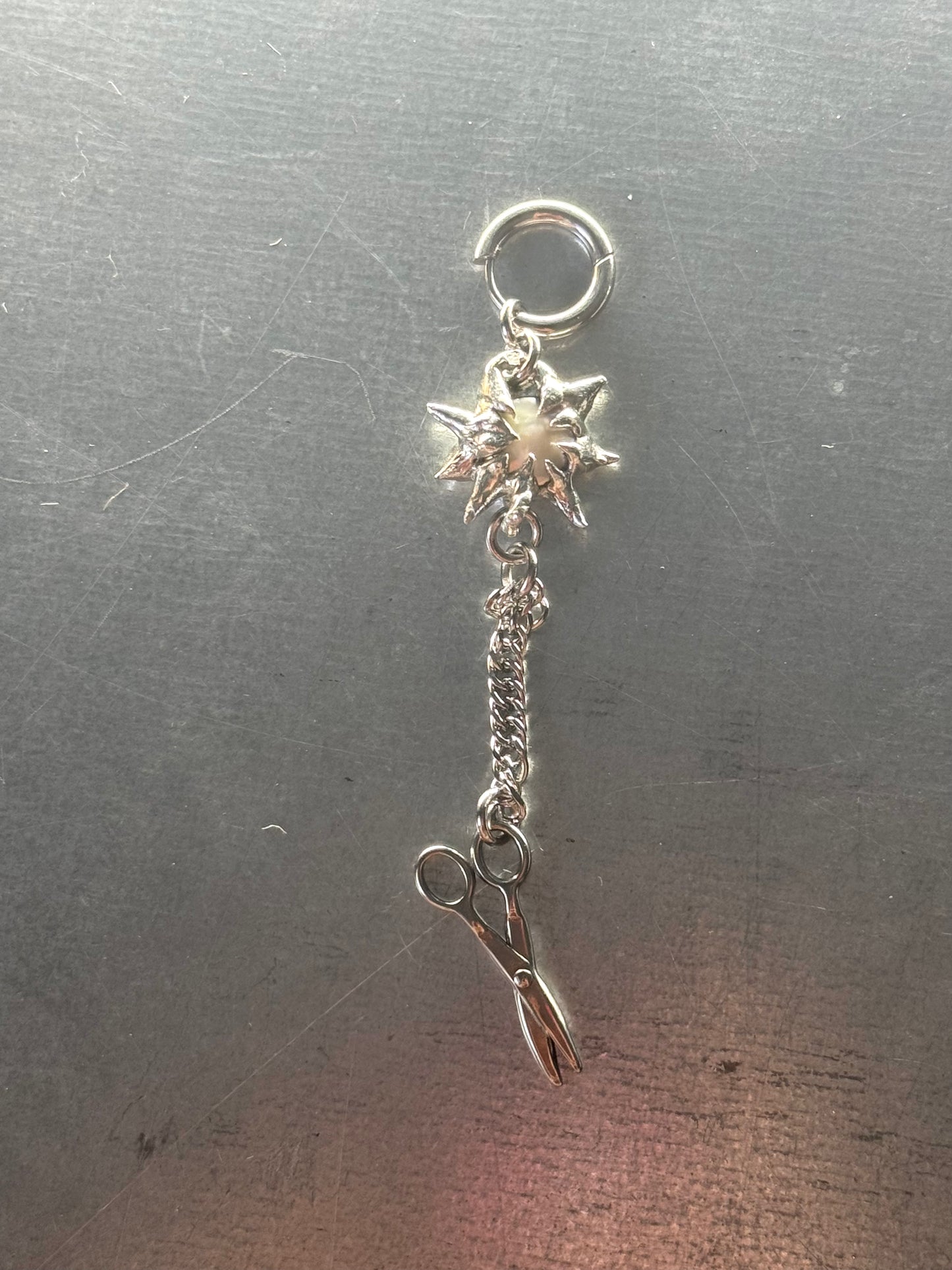 soldered pearl and scissor | soldered Earring