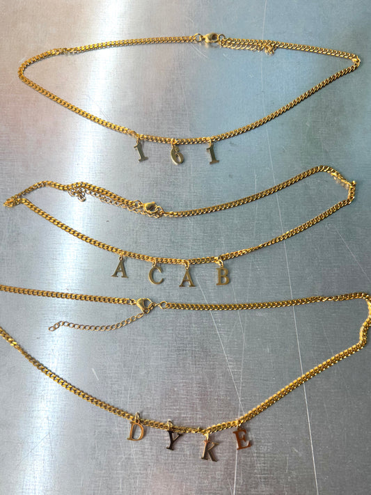 161, ACAB, DYKE | Necklace gold-colored stainlees steel