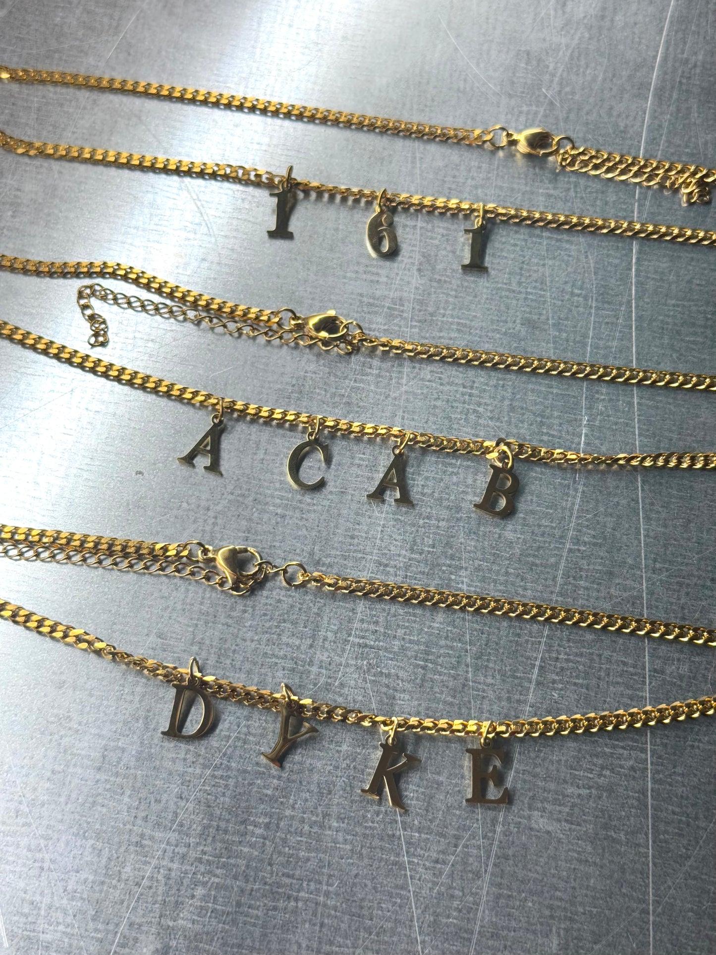161, ACAB, DYKE | Necklace gold-colored stainlees steel