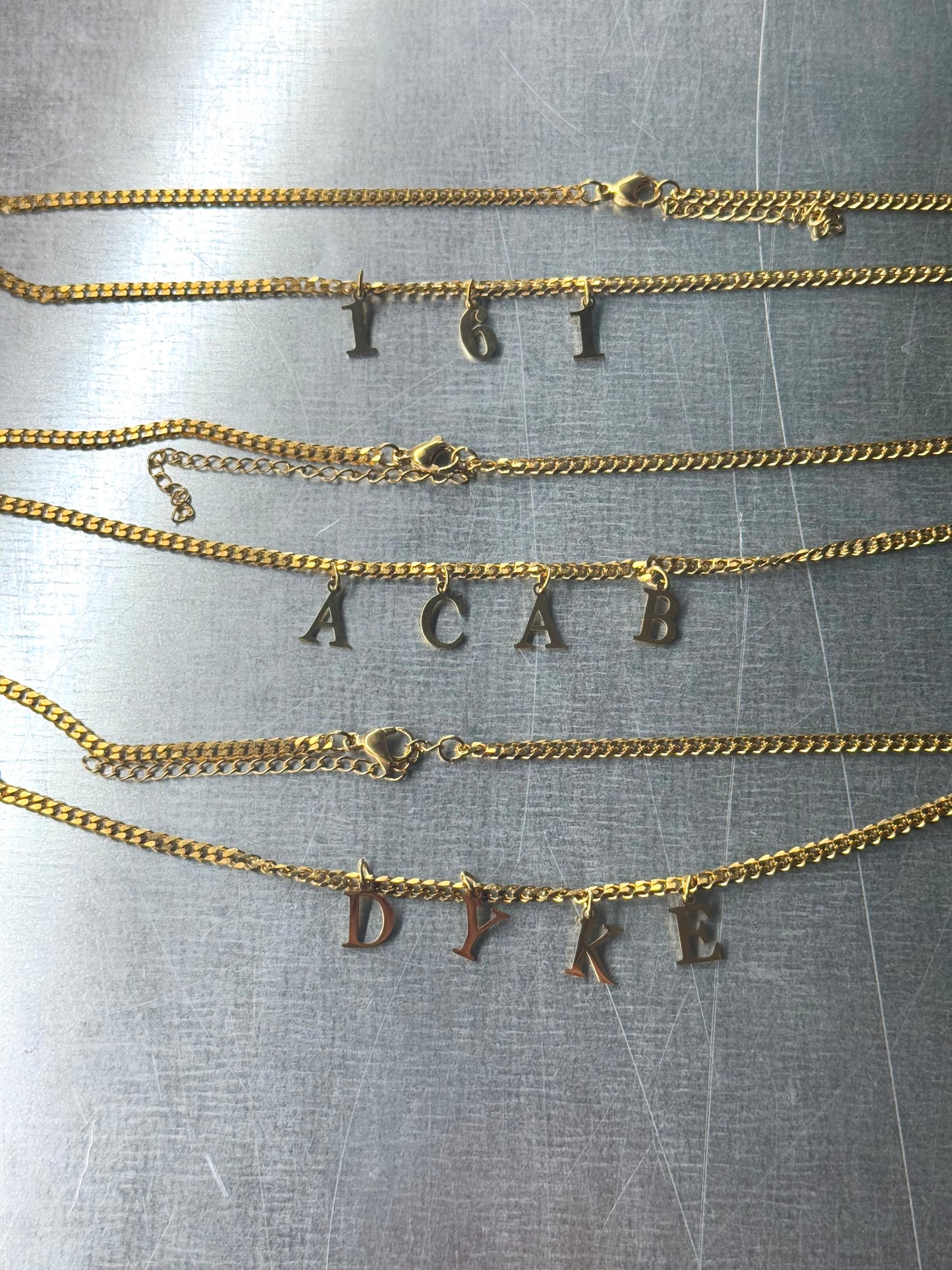 161, ACAB, DYKE | Necklace gold-colored stainlees steel