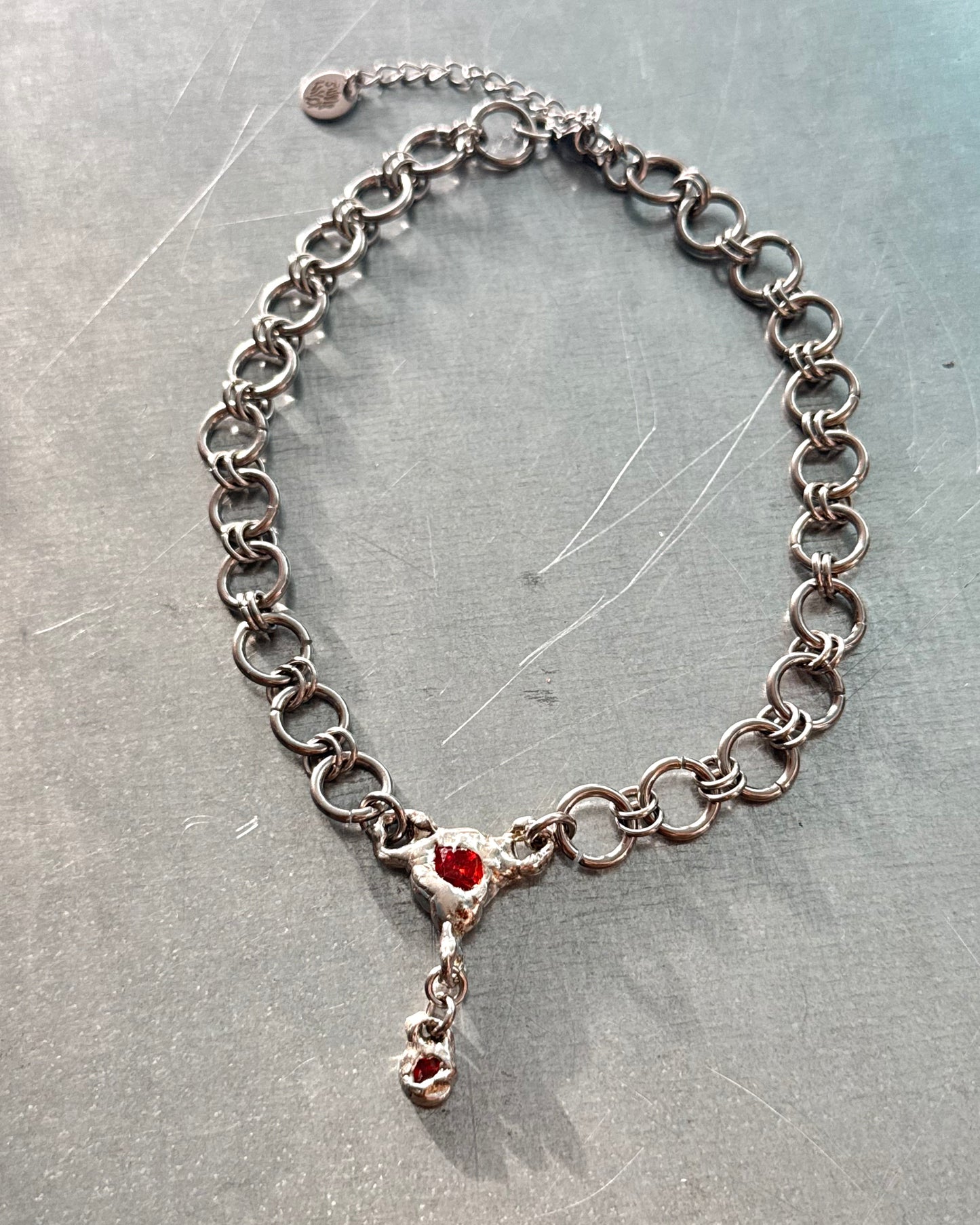 Uterus collection chainmail chain orange | soldered Necklace