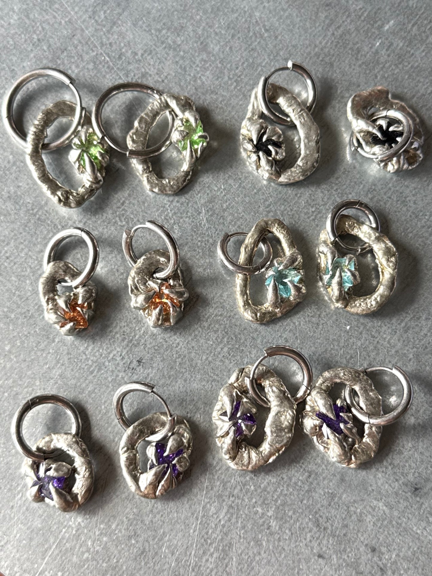 Vek | organic shaped soldered Earring Pair