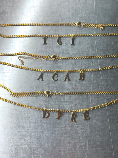 161, ACAB, DYKE | Necklace gold-colored stainlees steel