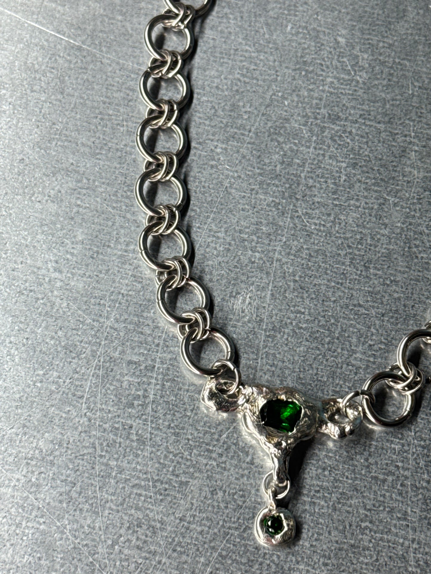 Uterus collection chainmail chain green | soldered Necklace