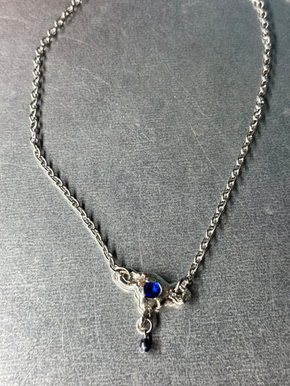 Uterus collection thin chain blue | soldered Necklace