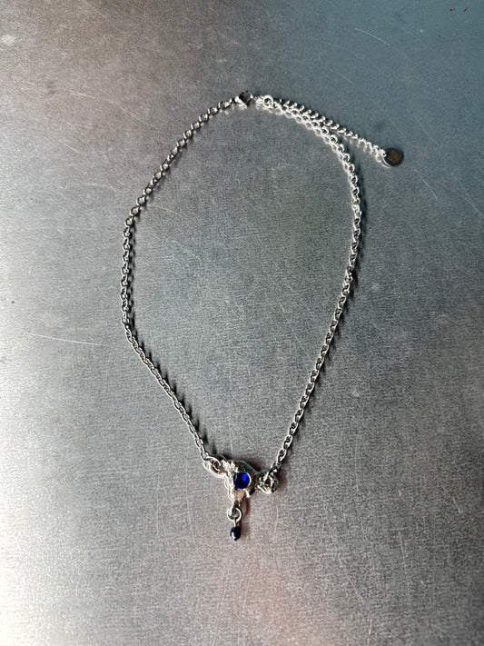 Uterus collection thin chain blue | soldered Necklace