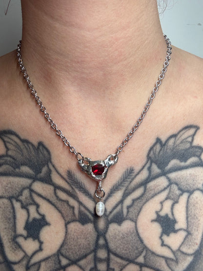 Uterus collection thin chain red | soldered Necklace