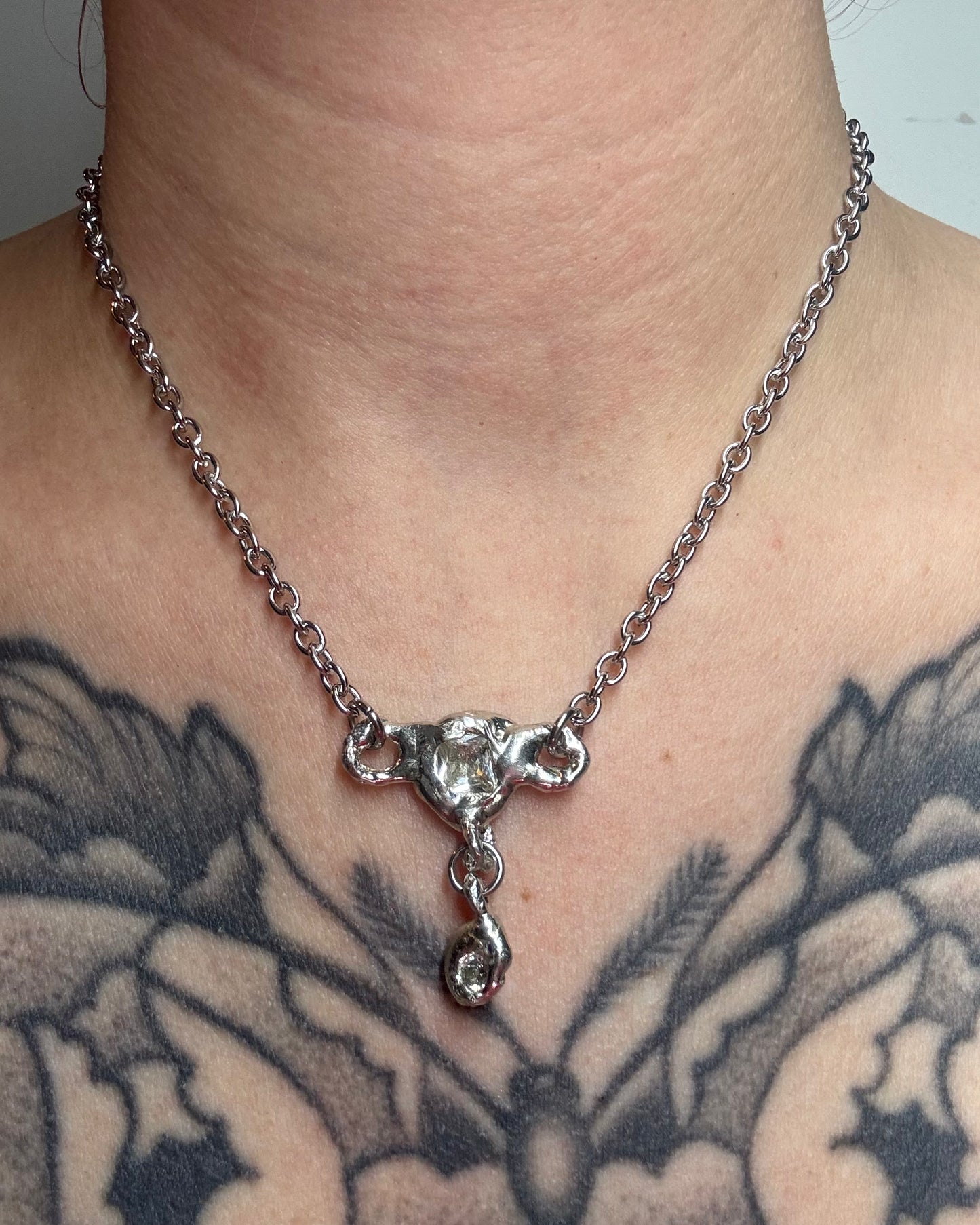 Uterus collection thin chain white | soldered Necklace
