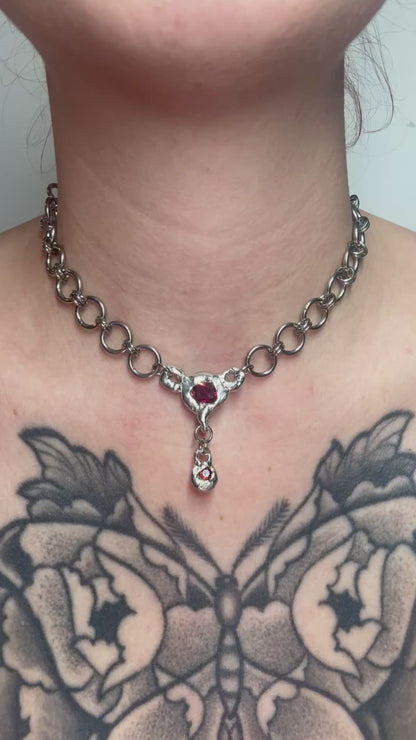 Uterus collection chainmail chain red pink | soldered Necklace