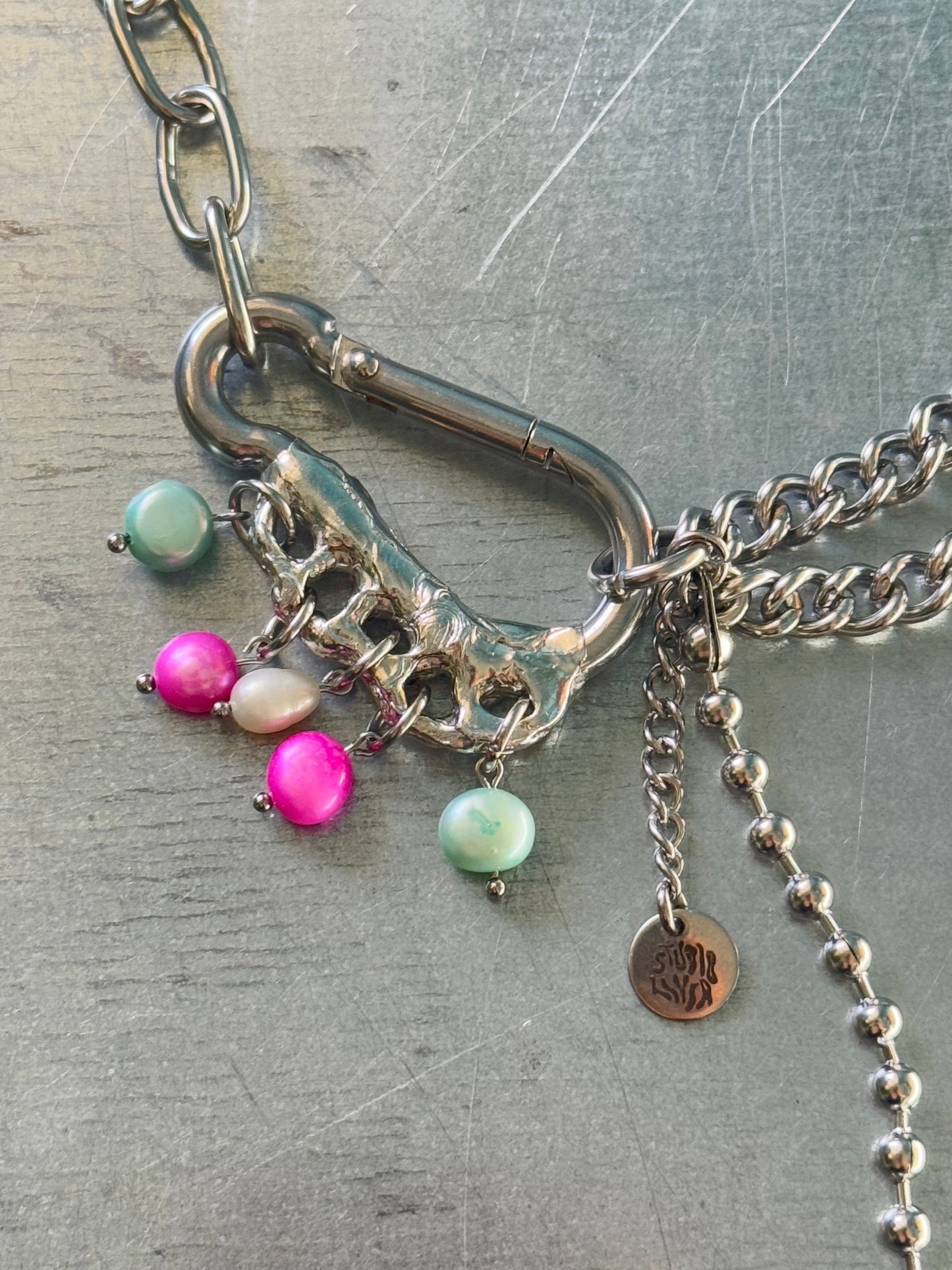Trans big | soldered Carabiner Necklace