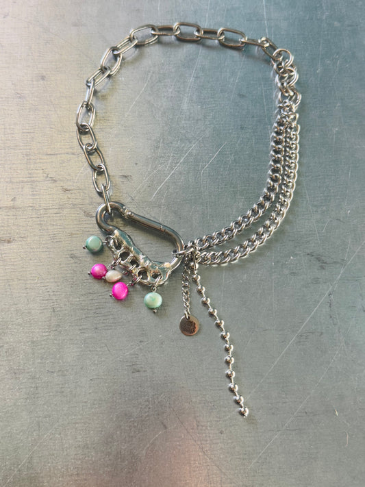 Trans big | soldered Carabiner Necklace