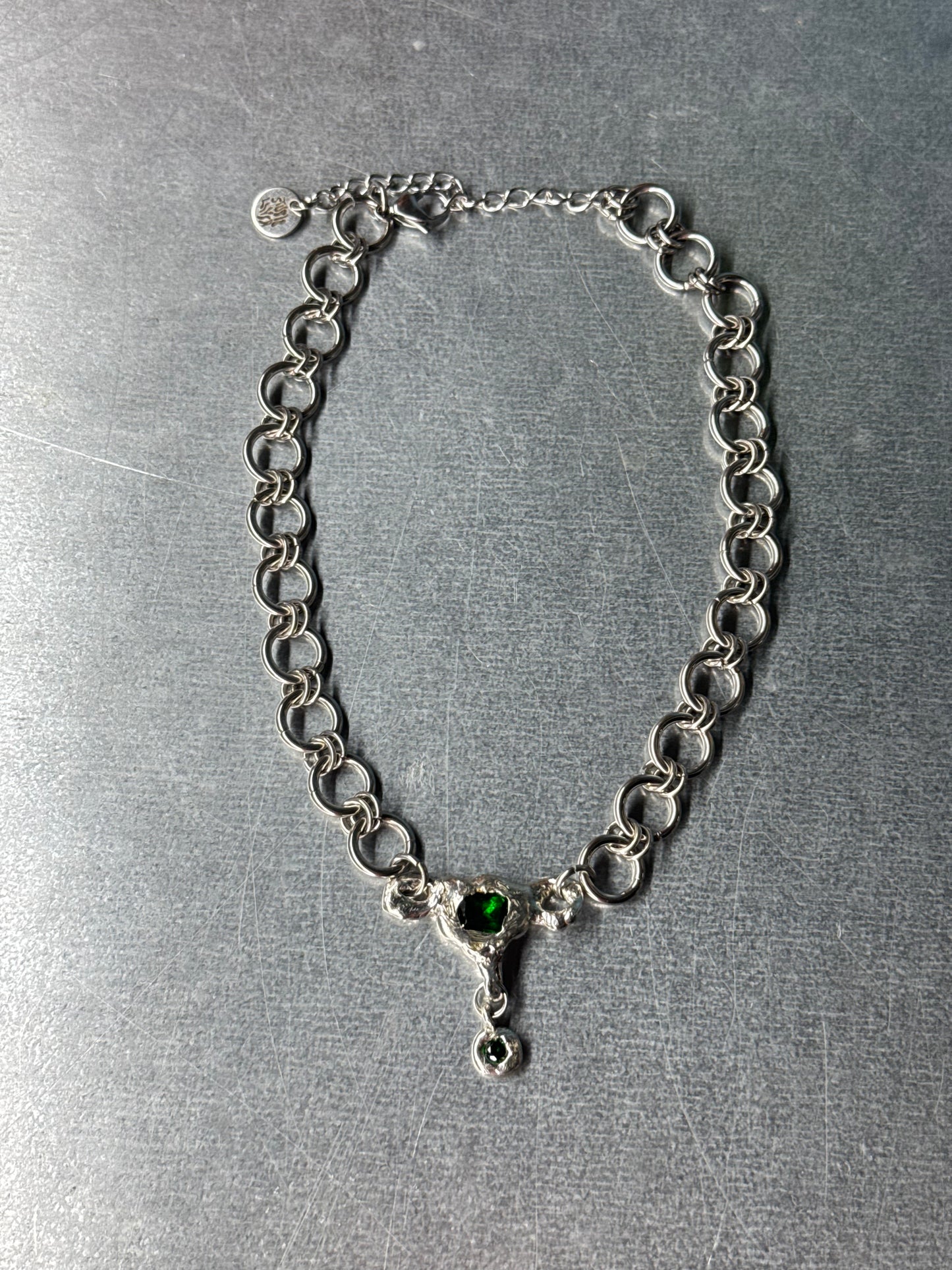 Uterus collection chainmail chain green | soldered Necklace