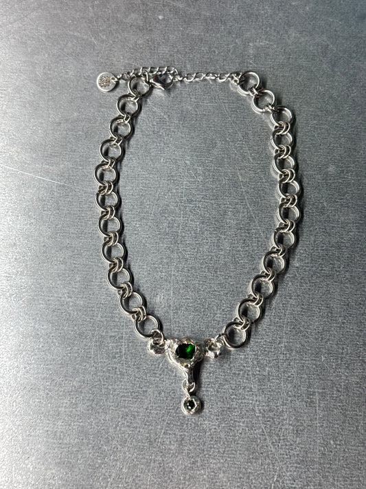 Uterus collection chainmail chain green | soldered Necklace