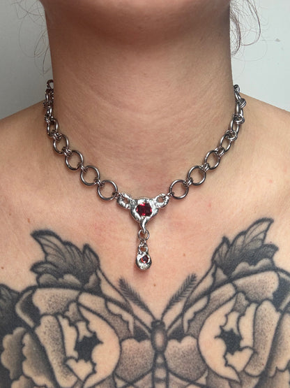 Uterus collection chainmail chain red pink | soldered Necklace