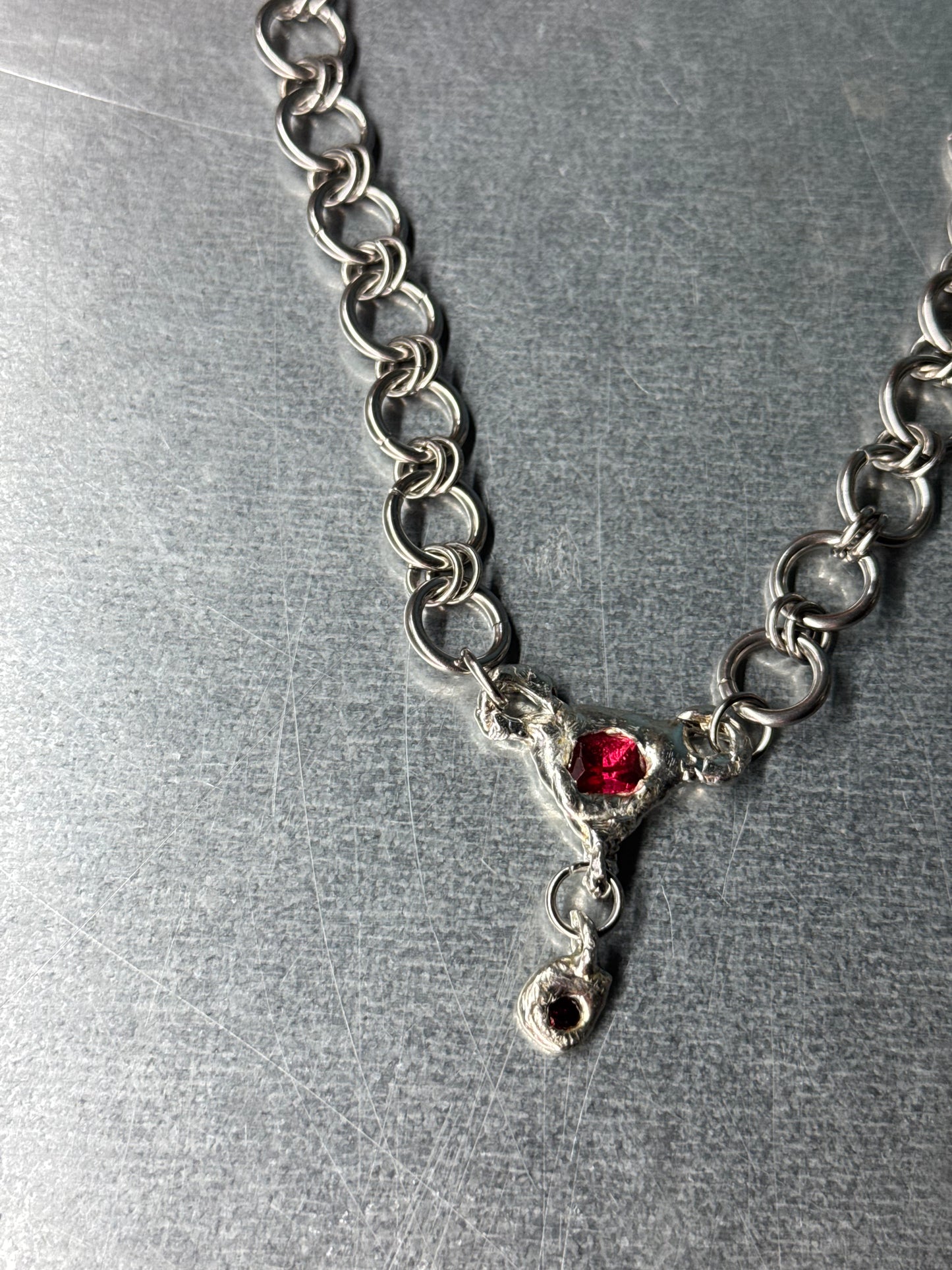 Uterus collection chainmail chain red pink | soldered Necklace